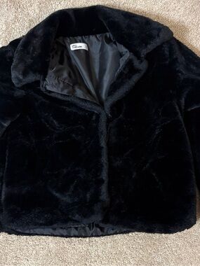 Epic Threads Black Faux Fur Pea Coat for Kids